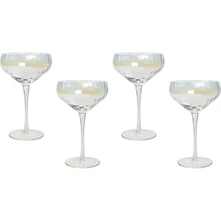 BELIANI Champagnerschalen 4er Set Transparent Schimmernd Geriffelt 300 ml 30 cl Fassungsvermögen Mundgeblasen Sektschalen Sektgläser Cocktailgläser - Transparent
