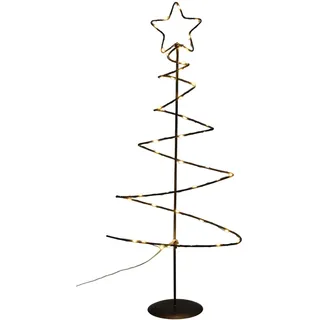 Well Home Dekorativer Weihnachtsbaum aus Metall, schwarz, mit Stern, mit 46 LED-Lichtern und Timer, 24 x 10 x 53 cm