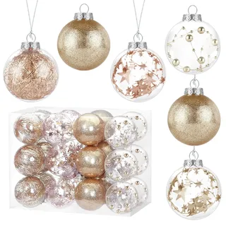 Kesote Weihnachtskugeln Rosegold 24 PCS Christbaumkugeln Weihnachtsbaumschmuck Weihnachtsdeko für Weihnachten Party (6 cm)