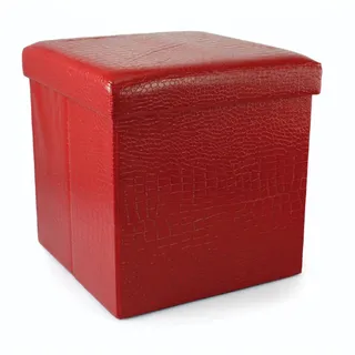 Galileo 2173298 klappbarer Puff, MDF/PU, 38x38x38 cm, rot Krokodile
