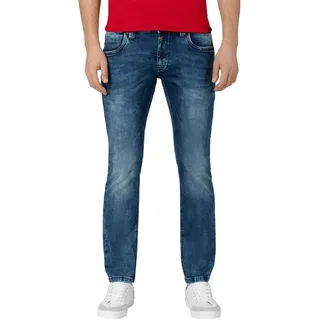 Timezone Herren Jeans Slim EDUARDOTZ Mid Waist - Slim Fit - Schwarz Blau, Größe:33W / 34L, Farbe:T2 70002.3383-6453 White Aged wash