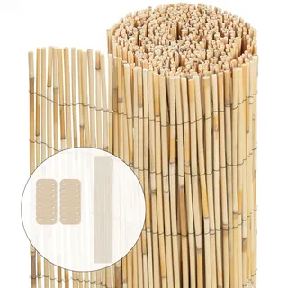 VOUNOT Schilfrohrmatte 90x600 cm, Schilfmatten Sichtschutz, Windschutz & Sonnenschutz, Schilfmatte für Garten, Balkon, Terrasse, Balkonsichtschutz, Gartensichtschutz