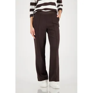 Jogger Pants MONARI "Basic Lurex", Damen, Gr. 42, N-Gr, dk chocolate, Web, Obermaterial: 55% Polyester, 38% Viskose, 7% Elasthan. Bündchen: 80% Polyester, 20% Elasthan, unifarben, straight fit lang, Hosen Jogger Pants, elastischer Bund mit Glitzerstreifen, Straight Fit