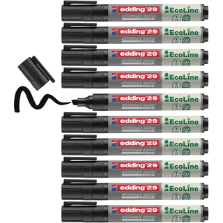 edding 29 Ecoline Whiteboardmarker - schwarz 10 Whiteboard Stifte - Keilspitze 1-5 mm - Boardmarker abwischbar - Whiteboard, Flipchart, Magnettafel, Pinnwand, Memoboard - Sketchnotes - nachfüllbar