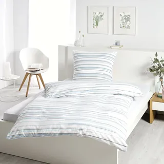 Dyckhoff Nadelstreifen Blau/Grau 135 x 200 cm + 2 x 80 x 80 cm
