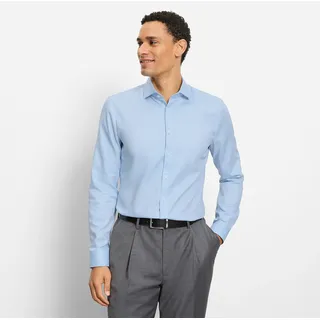 Langarmhemd OLYMP "No 6 six", Herren, Gr. 39, N-Gr, bleu, Web, Obermaterial: 97% Baumwolle, 3% Elastolefin, sehr schmal, 2-Knopf-Manschette, Hemden Langarmhemd, Royal Kentkragen, Businesshemd, super slim fit