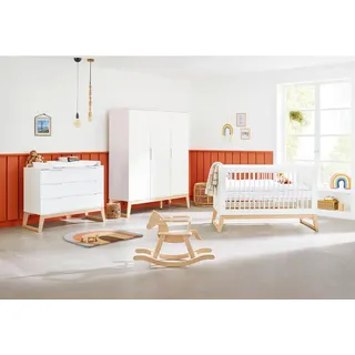 Pinolino Babyzimmer , Weiß, Eschefarben , Holz, Holzwerkstoff , Esche , massiv , 5 Fächer , 3 Schubladen , in verschiedenen Größen erhältlich,zum Juniorbett umbaubar, höhenverstellbar, Sprossen mit Normabstand, Aufbauanleitung im Karton, Lattenrost inklusive, Schlupfsprossen , Babymöbel & Kindermöbel, Babyzimmer, Babyzimmer-Serien