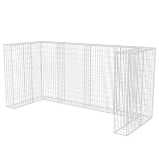 vidaXL Gabionen-Mülltonnenverkleidung für 3 Tonnen Stahl 250x100x120cm - Silber