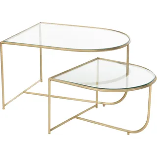 Manahee Design | Set aus 2 Metall/Glas Tischen Gold | 35 cm x 76 cm x 62 cm - Gold