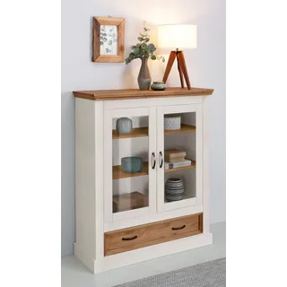 otto home Home affaire Vitrine »Selma Highboard« aus massivem Kiefernholz, mit Griffen aus antikisiertem Metall,