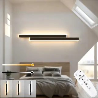 niuniaj 20W Wandleuchte led Innen Dimmbar 80CM Wandlampe innen mit Fernbedienung,Up Down Wandbeleuchtung,Moderne Wandlicht Schwarz für Schlafzimmer Korridor Wohnzimmer Treppe Kinderzimmer Küche