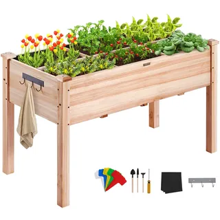 Vevor Hochbeet Holz Pflanzkasten 120 x 58 x 76 cm Khaki