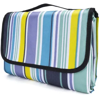 Oziral Picknickdecke 200x200cm, Wasserdicht Campingdecke, Tragbar Stranddecke mit Tragegriff [Oxford Stoff und PVC Schicht] für Reisen Camping Strand Wandern (Blau)