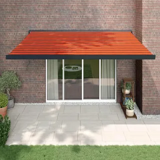 The Living Store Markise Einziehbar Orange und Braun 4x3 m Stoff und Aluminium - Orange