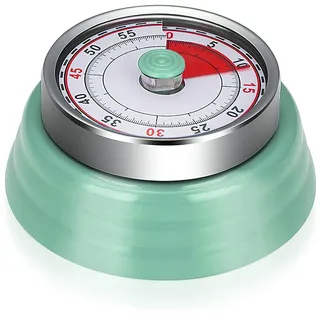 WOKICOR Küchentimer Mechanisch, Kitchen Timer Erinnerung Time, Edelstahl Retro Design Mintgrün, Magnetisch am Kühlschrank zu befestigen,Analog Kurzzeitwecker für Küche, Kochen, Backen(1-60 Minuten)