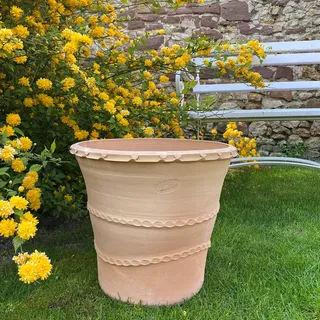 Palatina Werkstatt Terracotta Blumentopf Acanthus 40cm - 100% Handgefertigter Terracotta Pflanzkübel für den Garten & Innenbereich – Robust & Stilvoll zu jeder Jahreszeit