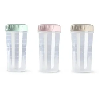 K&G 3er-Set Messbecher 500ml mit Luftdichtem Deckel, BPA-Frei, Spülmaschinenfest – Ideal für Küche, Stapelbar in Mint, Rosé & Taupe