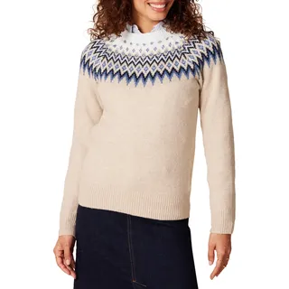 Amazon Essentials Damen Soft-Touch-Pullover mit Rundhalsausschnitt und Fair-Isle-Muster, Blau Taupe Meliert Weiß Norweger, XL