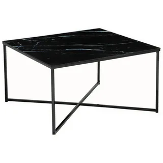 Livetastic Couchtisch , Schwarz , Metall, Glas , Marmoroptik , quadratisch , Kufe , 80x45x80 cm , Wohnzimmer, Wohnzimmertische, Couchtische, Couchtische Marmoroptik