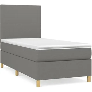 vidaXL Boxspringbett mit Matratze Dunkelgrau 90x200 cm Stoff