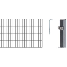 Bild Alberts 650575 Doppelstabmattenzaun als 20 tlg. Zaun-Komplettset | verschiedene Längen und Höhen | anthrazit | Höhe 80 cm Länge 18 m