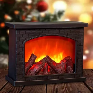 LED Kamin Elektrisch – Elektrokamin ohne Heizung mit Flammeneffekt, USB/Batteriebetrieben, Bedienung, Tischkamin für Zuhause (28,5x12,5x22cm) – Dekorativ & Romantisch