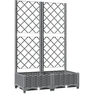 vidaXL Pflanzkübel mit Rankgitter Hellgrau 80x40x121,5 cm PP