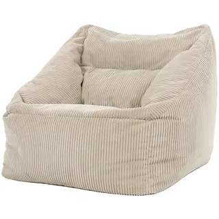 Icon Riesen Sitzsack Sessel, Morgan, Beige, Cord XXL Sitzsack Erwachsene mit Füllung für das Wohnzimmer, Riesensitzsack XXL Flauschig Cord, Made in Germany