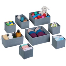 Bild Organizer, 8-teiliges Wäscheorganizer Set, 3 Größen, für Kleiderschrank & Schublade, faltbar, grau