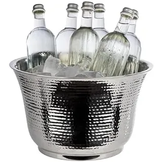 APS 36120 Flaschenkühler, Ø 33 cm, Höhe 20 cm, 8 Liter, doppelwandig, Edelstahl, Hammerschlag Optik