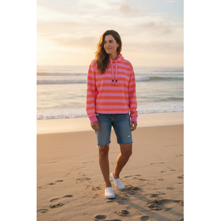 Kapuzenpullover SALZHAUT "Hoodie ADEBAAR", Damen, Gr. M, rosa (blossom, orange), Obermaterial: 80% Baumwolle CO (CMIA). 20% Polyester PES., Pullover Kapuzenpullover
