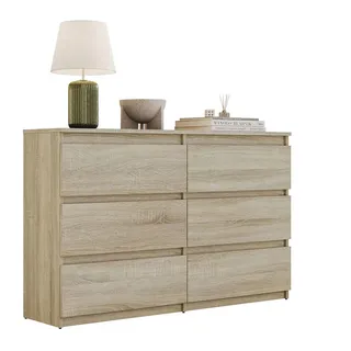 Lookway Sideboard Hana M6 Sonoma Eiche 120cm , Holzwerkstoff , 120x74.4x30 cm , Kleinmöbel, Kommoden, Sideboards