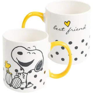 United Labels The Peanuts Snoopy Tasse 320 ml, Weiß Gelb, best friend, Kaffeebecher aus Keramik, Kaffeetasse