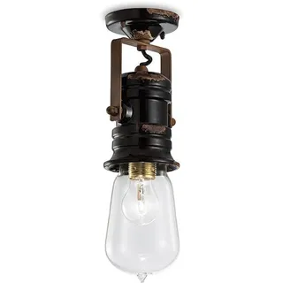 Deckenleuchte Industrial Minimal Urban Iron And Ceramic Vintage Black 1 Light E27 - Schwarz
