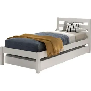 FURNLUX Kids Einzelbett Pino Weiss 90x200cm / Hauptfarbe: Weiß / Abmessungen: 98 x 211 x 85 cm - Weiß