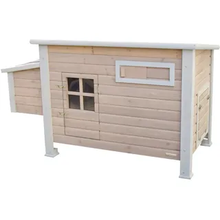 Kerbl Hobbyfarming Hühnerstall Emma mit Legenestern | 146 × 74 × 85 cm, Spießtanne, zwei Sitzstangen, zwei Legenester, Schiebefenster und wetterfestes Bitumendach