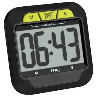 TFA Dostmann Digitaler Timer und Stoppuhr mit großen Ziffern Timer Schwarz digital