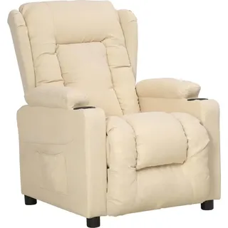 vidaXL Relaxsessel Polyester 72 x 99 x 96 cm Beige/Weiß mit verstellbarer Rückenlehne