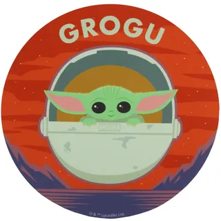 WONDEE Baby Yoda Round Klein Mauspad mit Lustigem Grogu Design, Mousepad aus extrafeiner Faser und waschbar das Macht Freude, Star Wars Mandalorian Geschenke
