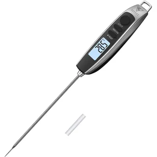 DOQAUS Fleischthermometer Sofortmessung in 3 Sekunden, Bratenthermometer Einbau-thermometer Küchenthermometer Mit hochtemperaturbeständiger Präzisionsmesssonde 304 für Steak, Kochen, Grill-Silber