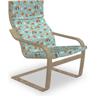 ABAKUHAUS Fuchs Poäng Sessel Polster, Wildtier im Winter, Sitzkissen mit Stuhlkissen mit Hakenschlaufe und Reißverschluss, Seafoam Pale Vermilion - Bunt