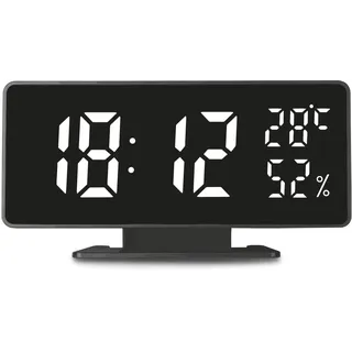 Green Blue GB395 Digitaler Wecker mit Thermometer- und Hygrometerfunktion, 3 Alarme/Snooze Funktion, Digitaluhr mit Temperaturanzeige und Luftfeuchtigkeitsanzeige