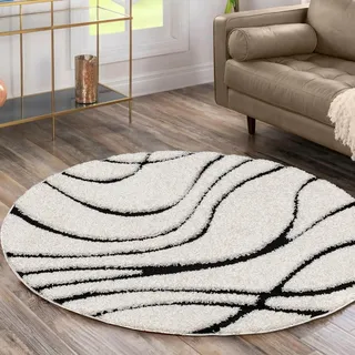 Sanat Hochflor-Teppich »Luxus 3503«, rund, 30 mm Höhe, robuster Langflor, weich, Wohnzimmer, Schlafzimmer, schwarz