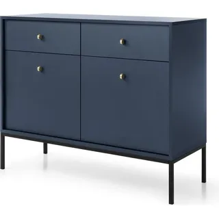 Furniture24 Kommode Mono Mksz154 Sideboard 104 X 83 X 39 Cm Marineblau/Schwarzes Gestell - Blau, Schwarz