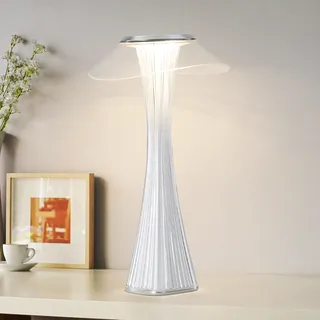 ZMH LED Tischlampe Touch Dimmbar 3000-6500K Weiß Nachttischlampe mit Akku Innen und Aussen Beleuchtung Tagbare Tischleuchte Aufladen Leseleuchte mit USB für Schlafzimmer Wohnzimmer Restaurant Hotel - Weiß