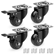Nirox 4er Set Möbelrollen 50 mm in Schwarz - Schwerlastrollen mit Bremse bis 50 kg pro Rad - Lenkrollen für den Innenbereich - Transportrollen für viele Bodenarten - Räder für Palettenmöbel