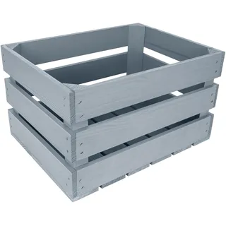 Creative Deco Kiste Holz Deko Holzkiste Grau | 40 x 30 x 23 cm | Geschliffen | Obstkiste Weinkisten Apfelkiste | Perfekt als Geschenkbox Spielzeugkiste Aufbewahrungskiste Osterdeko