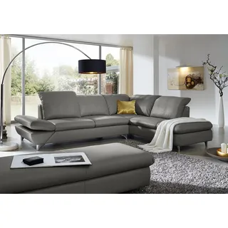 W.SCHILLIG Ecksofa "Taoo, elegant und zeitlos, bequem, L-Form, Breite 296cm" mit Sitziefenverstellung & Kopfteilverstellung, graphite z73