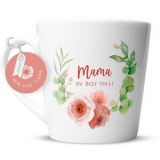 Amari ® Mama Tasse (Blume) - Geburtstagsgeschenk für Mama - Muttertagsgeschenk Tasse - Beste Mama Geschenk - Tasse Mama - Mutter Tasse Geschenk - Teetasse Mama