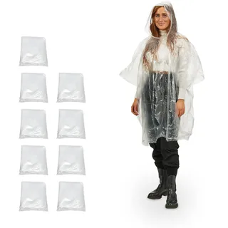 Relaxdays Regenponcho Unisex Transparent Einheitsgröße